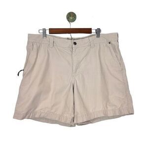 Columbia Sportswear Short Mens sz 38 Khaki Flat Front Casual Canvas Chino Hiking